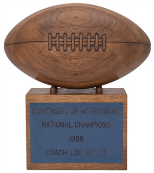 1988 University of Notre Dame National Champions Trophy Presented to Lou Holtz (Holtz LOA)